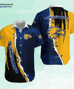 west coast eagles blue yellow cross hawaiian shirt ycxvnf