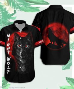 wolf in blood moon black red hawaiian shirt MK98f