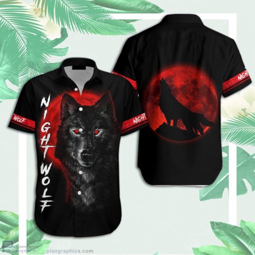 wolf in blood moon black red hawaiian shirt MK98f