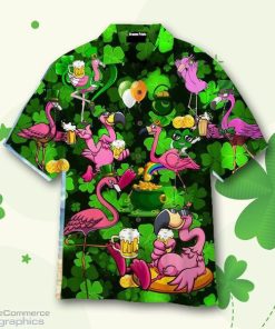 flamingos drink beer st patricks day hawaiian shirt OvvI1