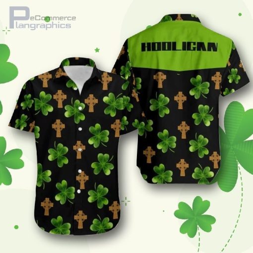 hooligan shamrock irish cross patricks day hawaiian shirt 1WQ5P