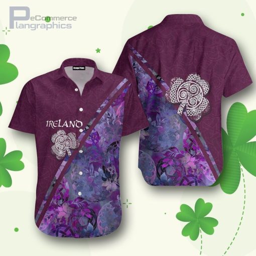 irish celtic cross shamrock st patricks day hawaiian shirt r1nEw