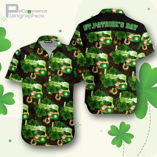 irish leprechaun st patricks day hawaiian shirt Xsl4H