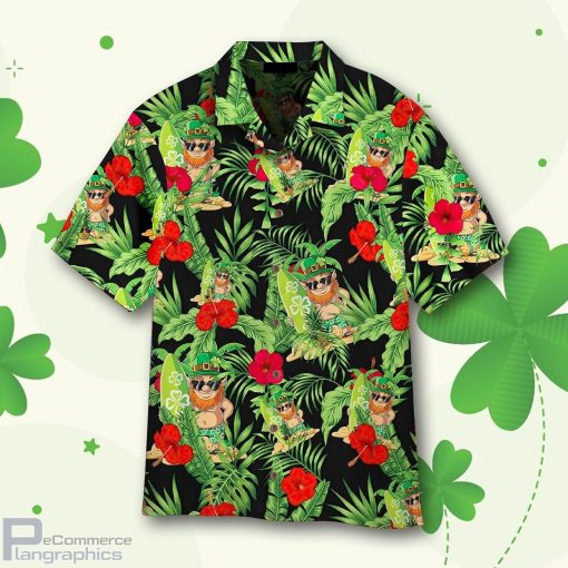 irish leprechaun with flower happy st patrickE28099s day hawaiian shirt GECp0