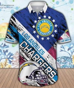 los angeles chargers nfl button up short sleeve shirt 3 VYS8L