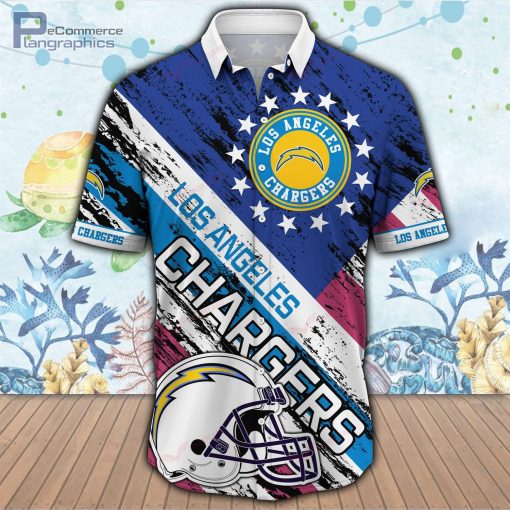 los angeles chargers nfl button up short sleeve shirt 3 VYS8L