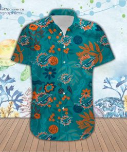 miami dolphins aloha button up short sleeve shirt WbSro