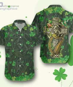saint patricks day shamrock the celtic cross harp irish hawaiian shirt iqMUv