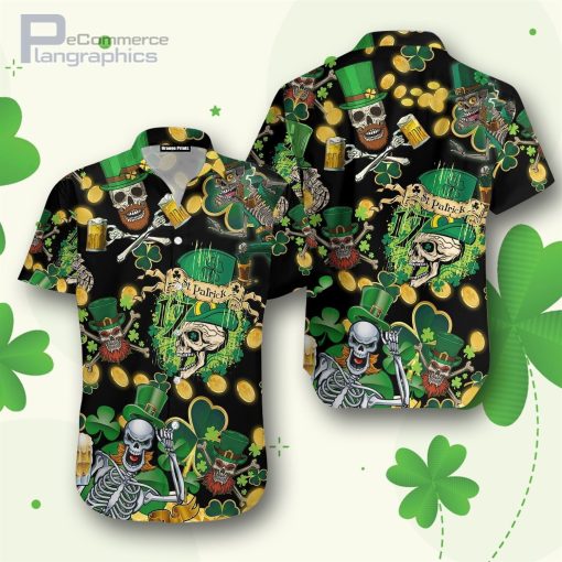 st. patricks day skull hawaiian shirt APwNc