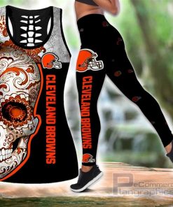 cleveland browns skull hollow tanktop leggings set outfit ocLhZ