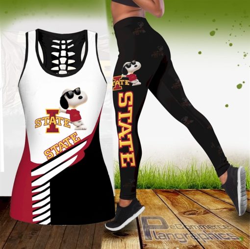 combo iowa state cyclones snoopy hollow tank top and leggings set cw0xz