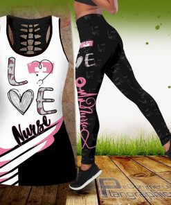 combo love nurse pink hollow tank top and leggings 7nG9W