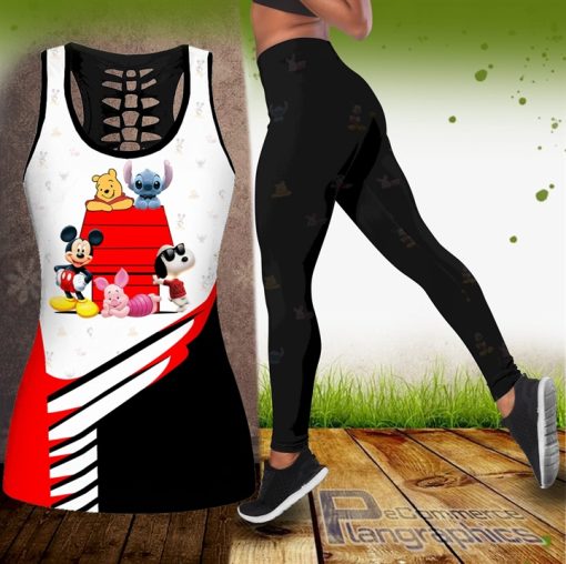 combo snoopy and friends hollow tank top and leggings EKfqu