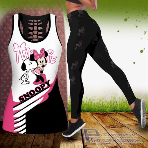 combo snoopy and minnie mouse hollow tank top leggings UaIPc