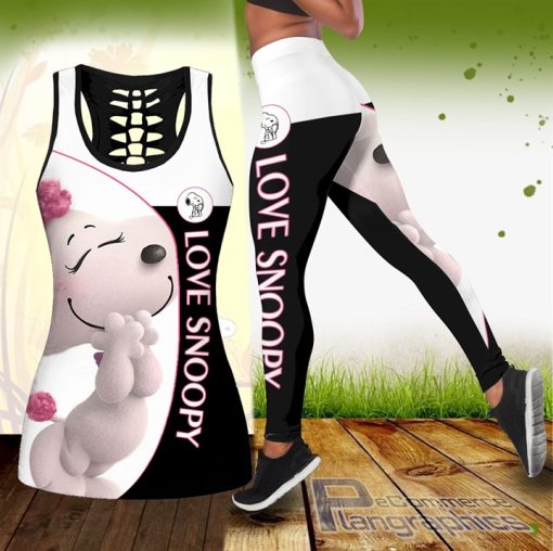 combo snoopy hollow tank top and leggings 3NBwI