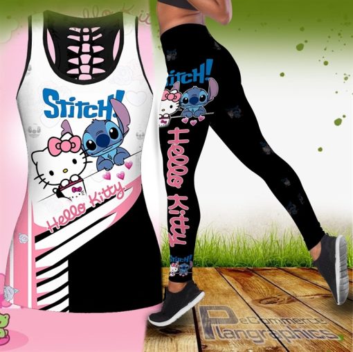 combo stitch hello kitty hollow tank top and leggings 2VST7