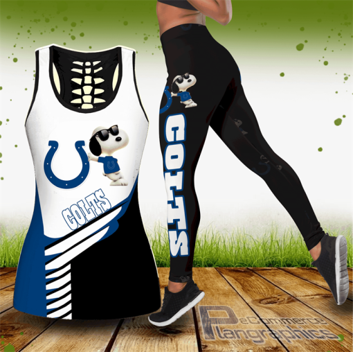 indianapolis colts snoopy hollow tanktop leggings set Vq6X6