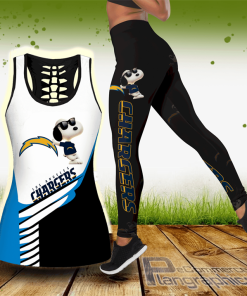 los angeles chargers snoopy hollow tanktop leggings set OLocE