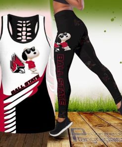 ncaa snoopy dog ball state cardinals tank top and legging 5vLkm