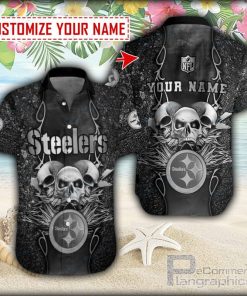 pittsburgh steelers skull grey color button shirt 9gyp9