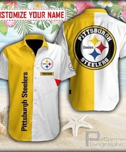 pittsburgh steelers yellow anf white color button shirt AohAa