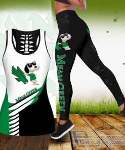women ncaa snoopy dog north texas mean green tank top and legging ZSK0M