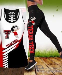 women ncaa snoopy dog texas tech red raiders tank top and legging AATFC