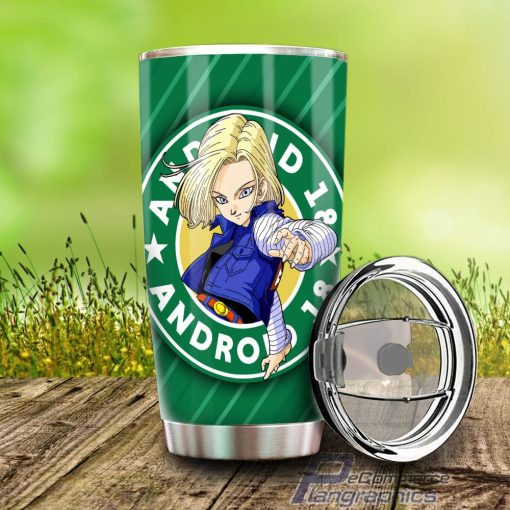 android 18 stainless steel tumbler cup custom dragon ball anime 1 vnwm22