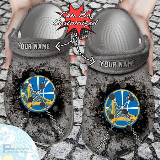 golden state warriors personalized chain breaking wall clog shoes basketball crocs 1 nitw0w