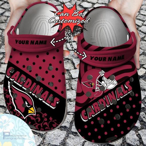 personalized arizona cardinals polka dots colors clog shoes football crocs 1 tesppp