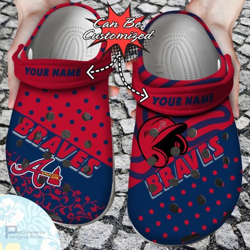 personalized atlanta braves team polka dots colors clog shoes baseball crocs 1 gfop9t