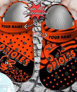 personalized baltimore orioles team polka dots colors clog shoes baseball crocs 1 zlx33p