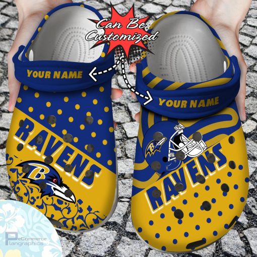 personalized baltimore ravens polka dots colors clog shoes football crocs 1 tuoxt0