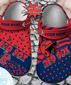 personalized boston red sox team polka dots colors clog shoes baseball crocs 1 xmetuw