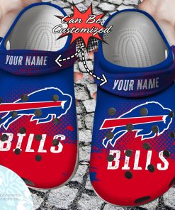 personalized buffalo bills half tone drip flannel clog shoes football crocs 1 ems6fn