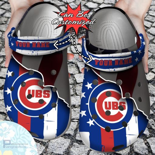 personalized chicago cubs baseball team american flag line clog shoes cubs crocs 1 b6rduv