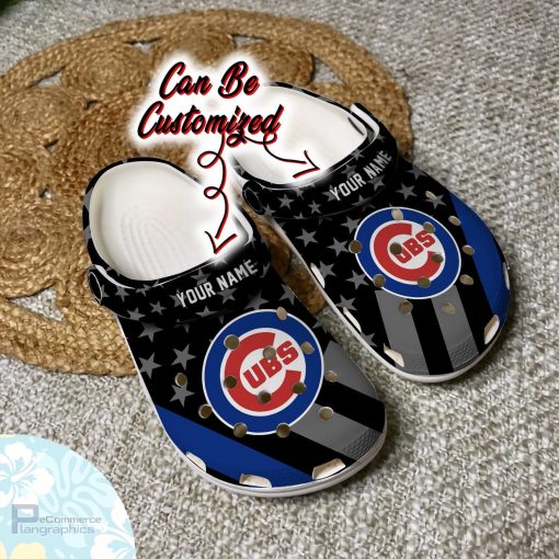 personalized chicago cubs star flag clog shoes baseball crocs 2 dzs825