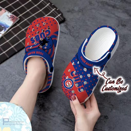 personalized chicago cubs team polka dots colors clog shoes baseball crocs 2 wssgfy