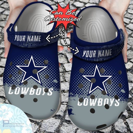 personalized dallas cowboys half tone drip flannel clog shoes football crocs 1 p8j0iu