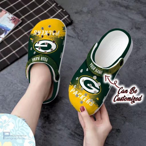 personalized green bay packers half tone drip flannel clog shoes football crocs 2 yk4aai