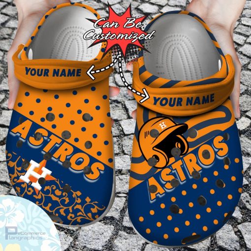 personalized houston astros team polka dots colors clog shoes baseball crocs 1 i4xziu