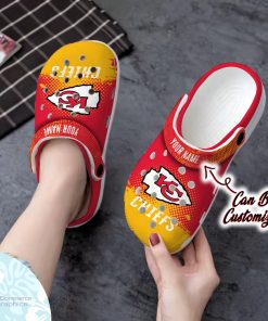 personalized kansas city chiefs half tone drip flannel clog shoes football crocs 2 sgqlrt