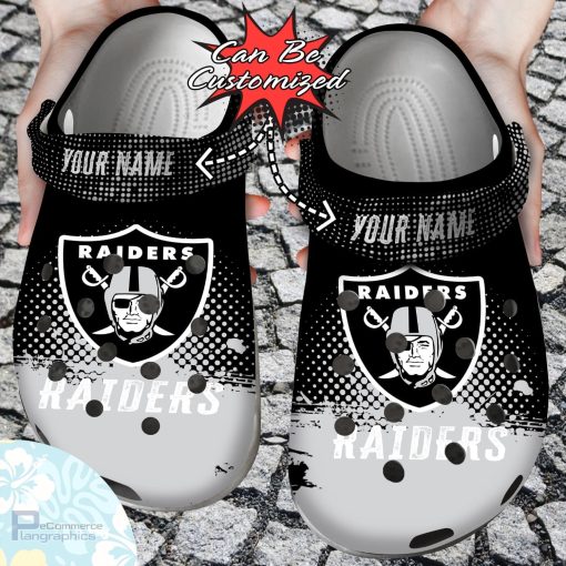 personalized las vegas raiders half tone drip flannel clog shoes football crocs 1 lo9zxf