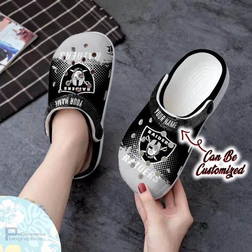 personalized las vegas raiders half tone drip flannel clog shoes football crocs 2 udf91a