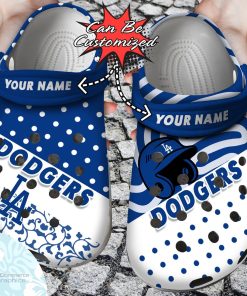 personalized los angeles dodgers team polka dots colors clog shoes baseball crocs 1 ae2o2r