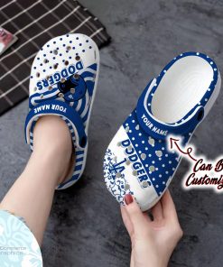 personalized los angeles dodgers team polka dots colors clog shoes baseball crocs 2 iehq0s
