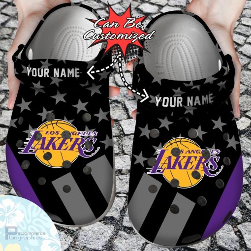 personalized los angeles lakers star flag clog shoes basketball crocs 1 nlushr