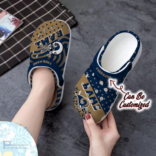 personalized los angeles rams polka dots colors clog shoes football crocs 2 mskpiv