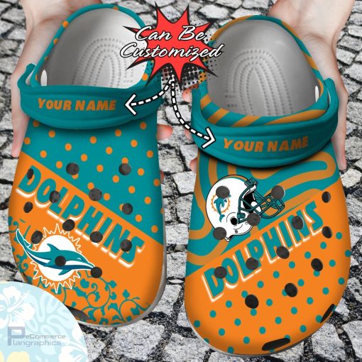 personalized miami dolphins polka dots colors clog shoes football crocs 1 vuzt8r