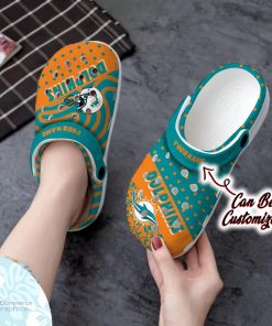 personalized miami dolphins polka dots colors clog shoes football crocs 2 q1vm3h